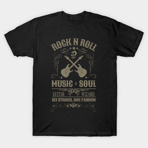 Rock N Roll Guitarist Music And Soul T-Shirt by Norse Magic